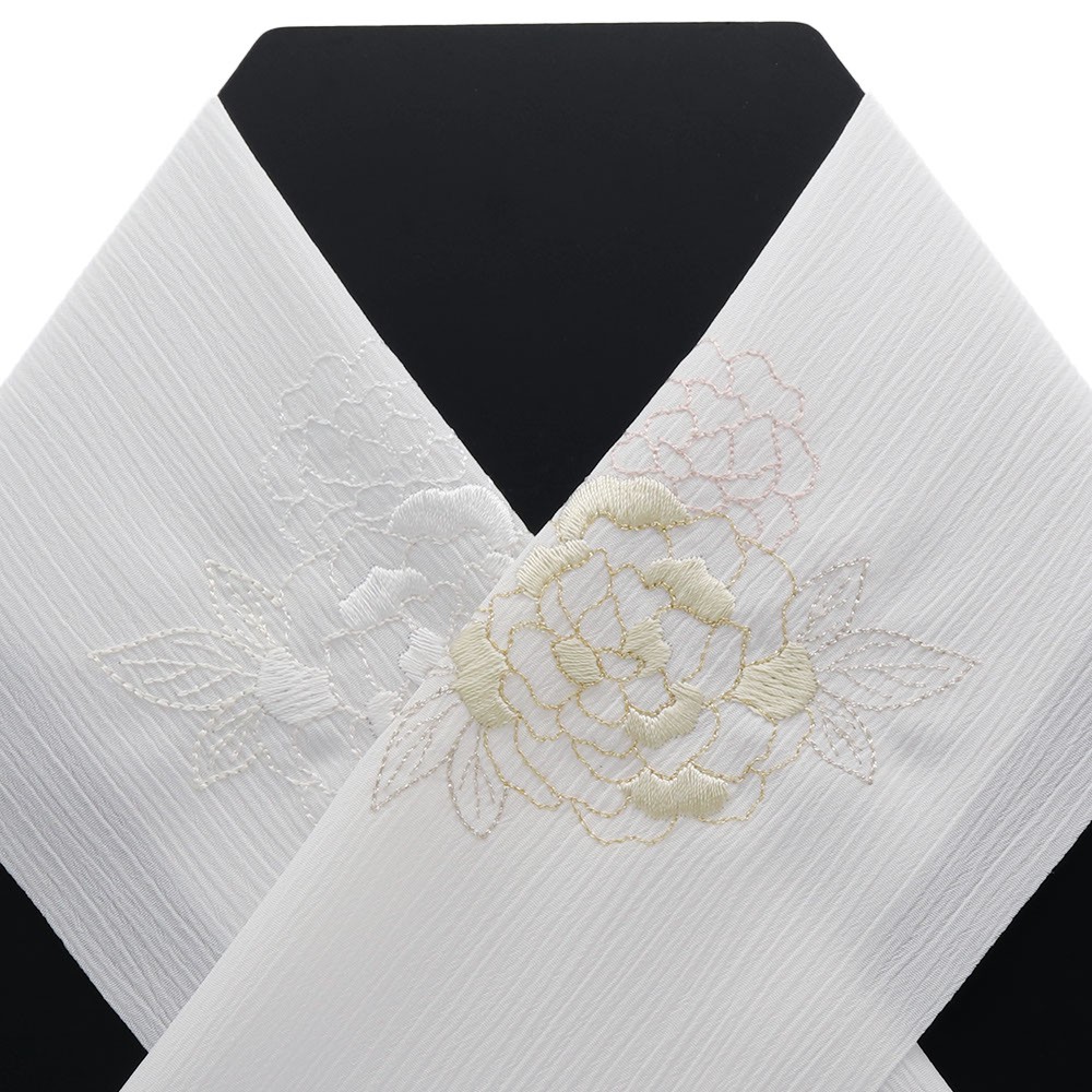 刺繍楊柳半衿(シャクヤク)【いち利モールオリジナル】