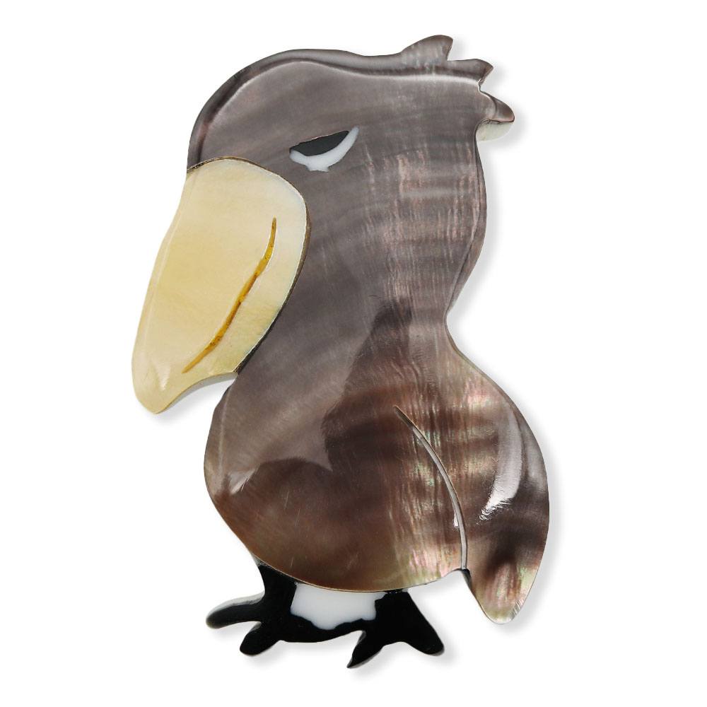 貝帯留（ハシビロコウ）【リオン工芸】