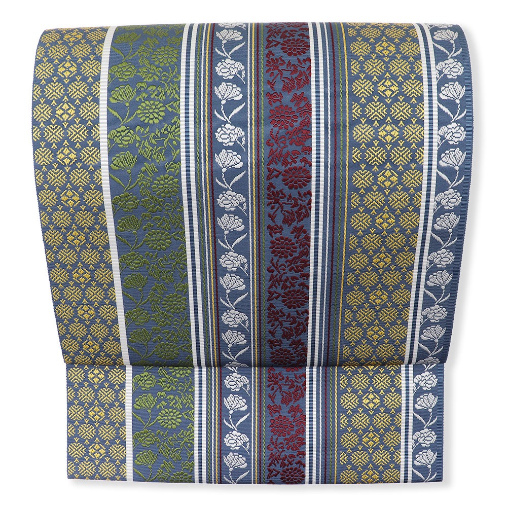 博多八寸名古屋帯（更紗間道）『博多絢爛』【井上絹織物】