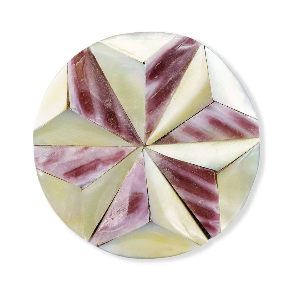 貝帯留（麻の葉/ラウンド）【リオン工芸】