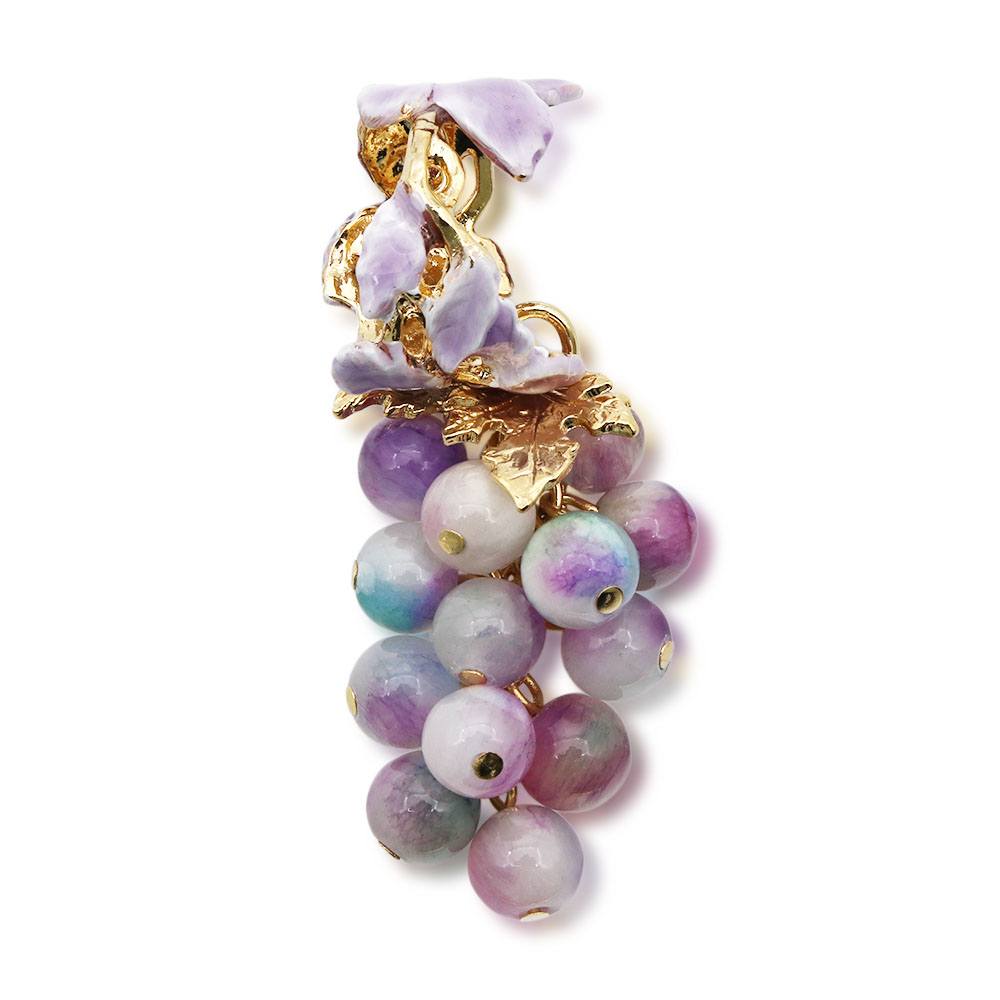 半貴石帯留（ぶどう）