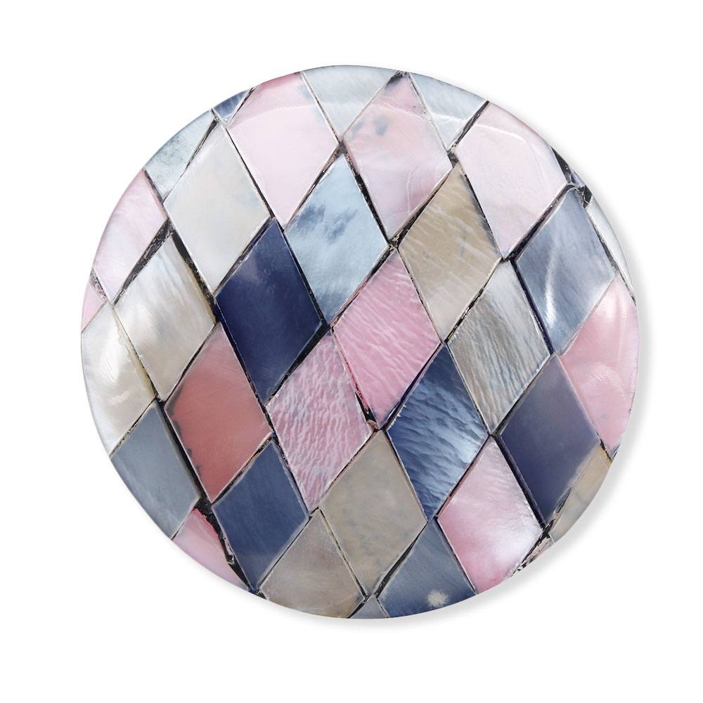 貝帯留（チェック/ラウンド）【リオン工芸】