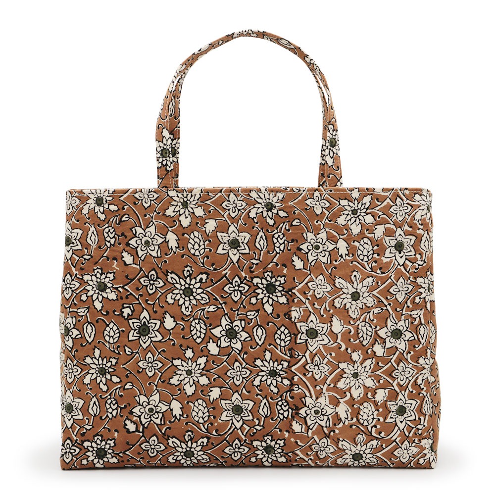 ブロック染めバッグ（唐花）『オリエンタル更紗』