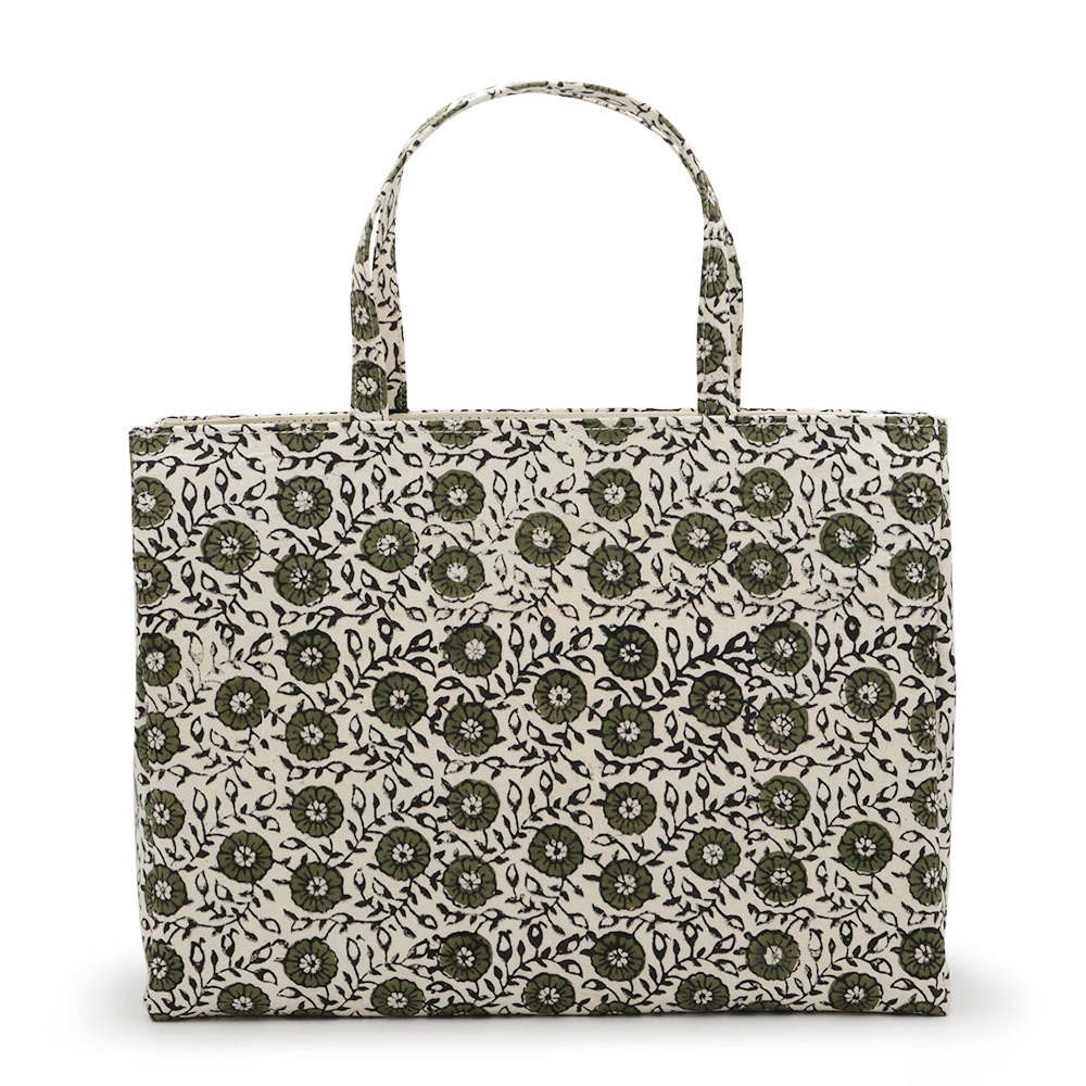 ブロック染めバッグ（花唐草）『オリエンタル更紗』