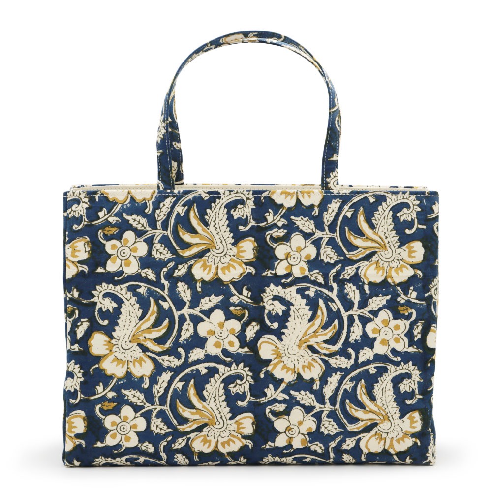 ブロック染めバッグ（唐花）『オリエンタル更紗』