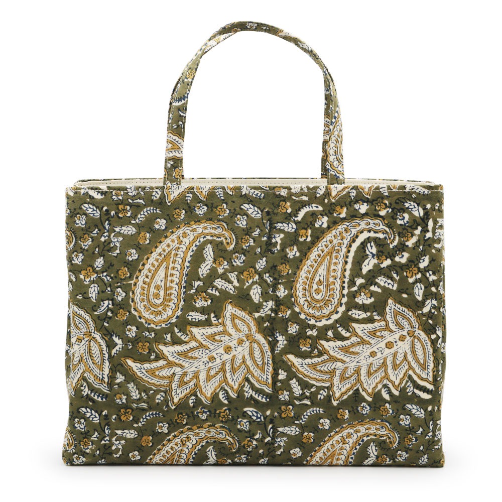 ブロック染めバッグ（ペイズリー）『オリエンタル更紗』