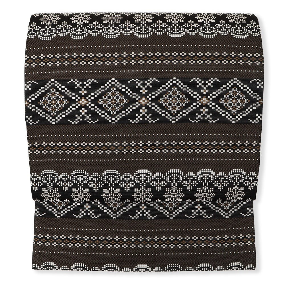 新品 仕立て上がり博多袋帯（花菱横段）【協和織工場】