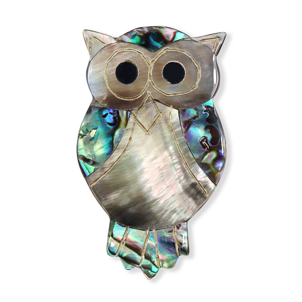 貝帯留（フクロウ）【リオン工芸】