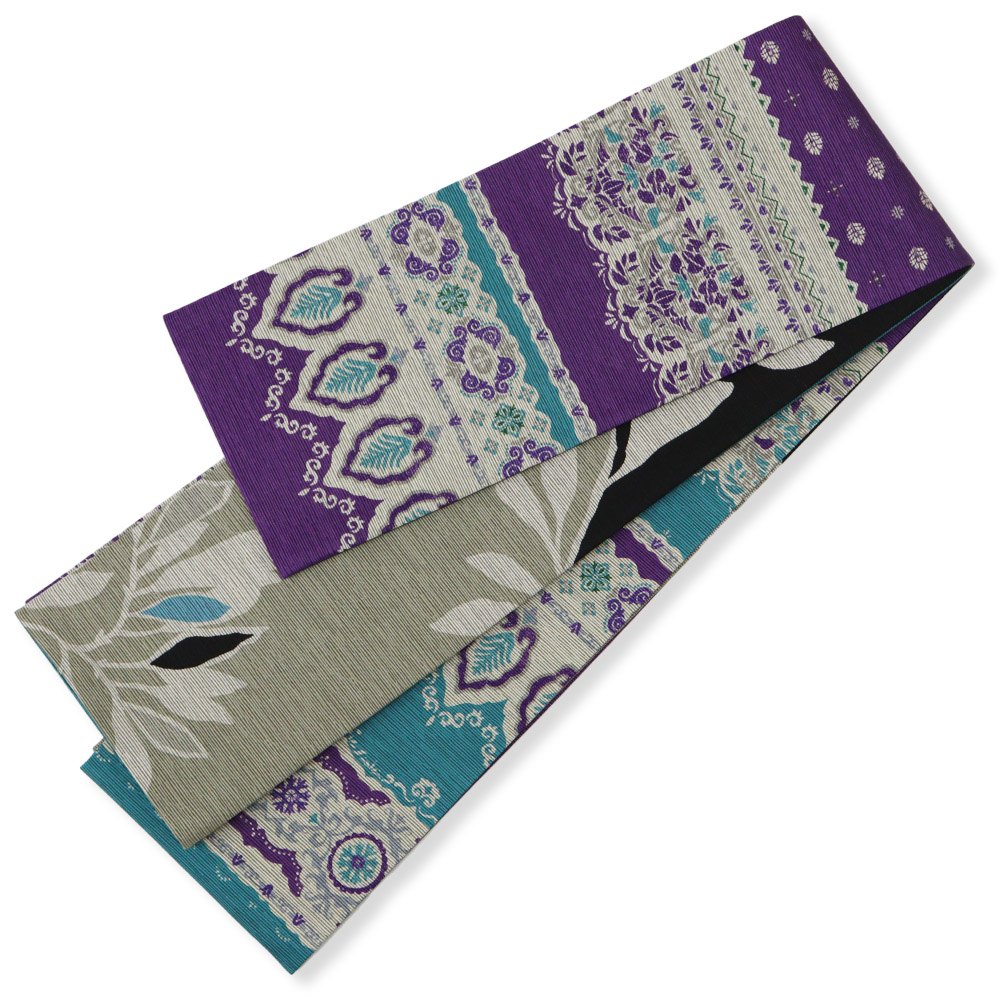 仕立て上がりリバーシブル半巾帯（モロッカン）【召しませ花】