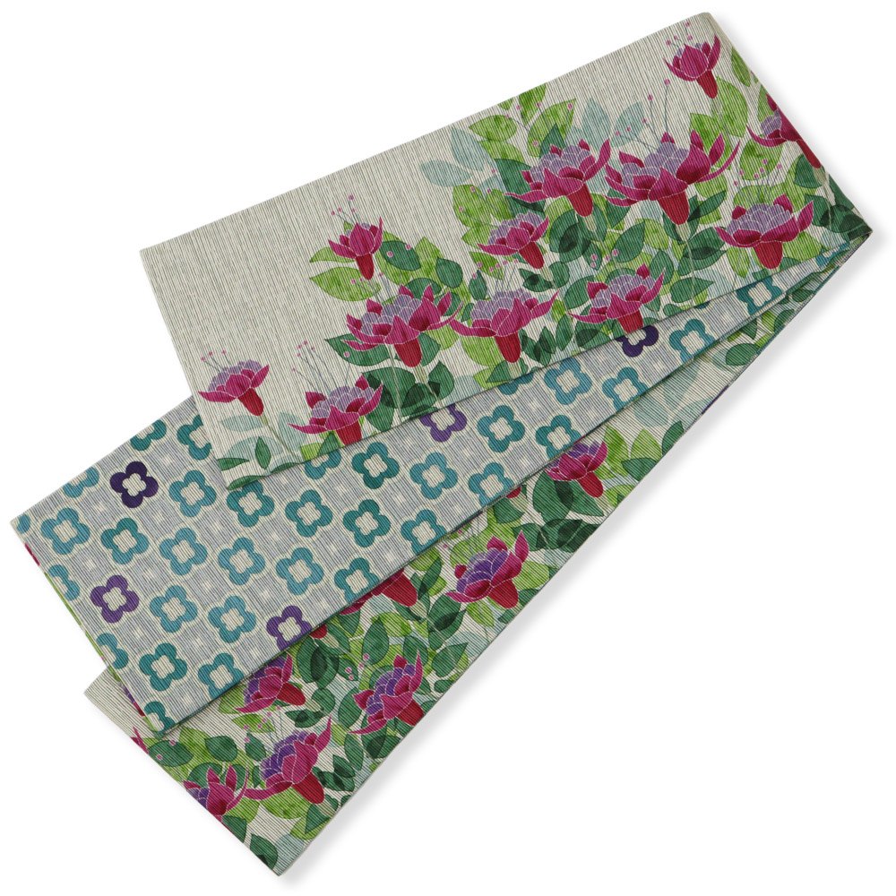 仕立て上がりリバーシブル半巾帯（天使のイヤリング）【召しませ花】