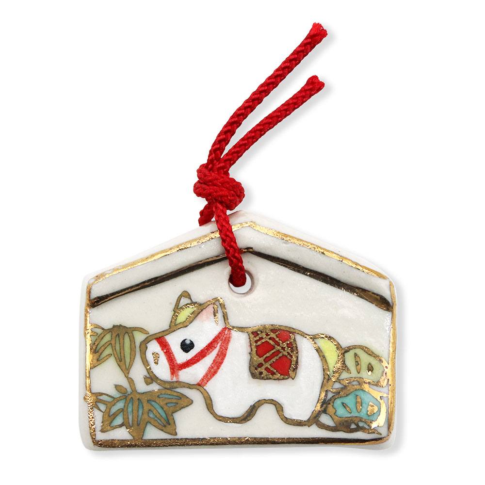 清水焼帯留（絵馬）【馬籠静】