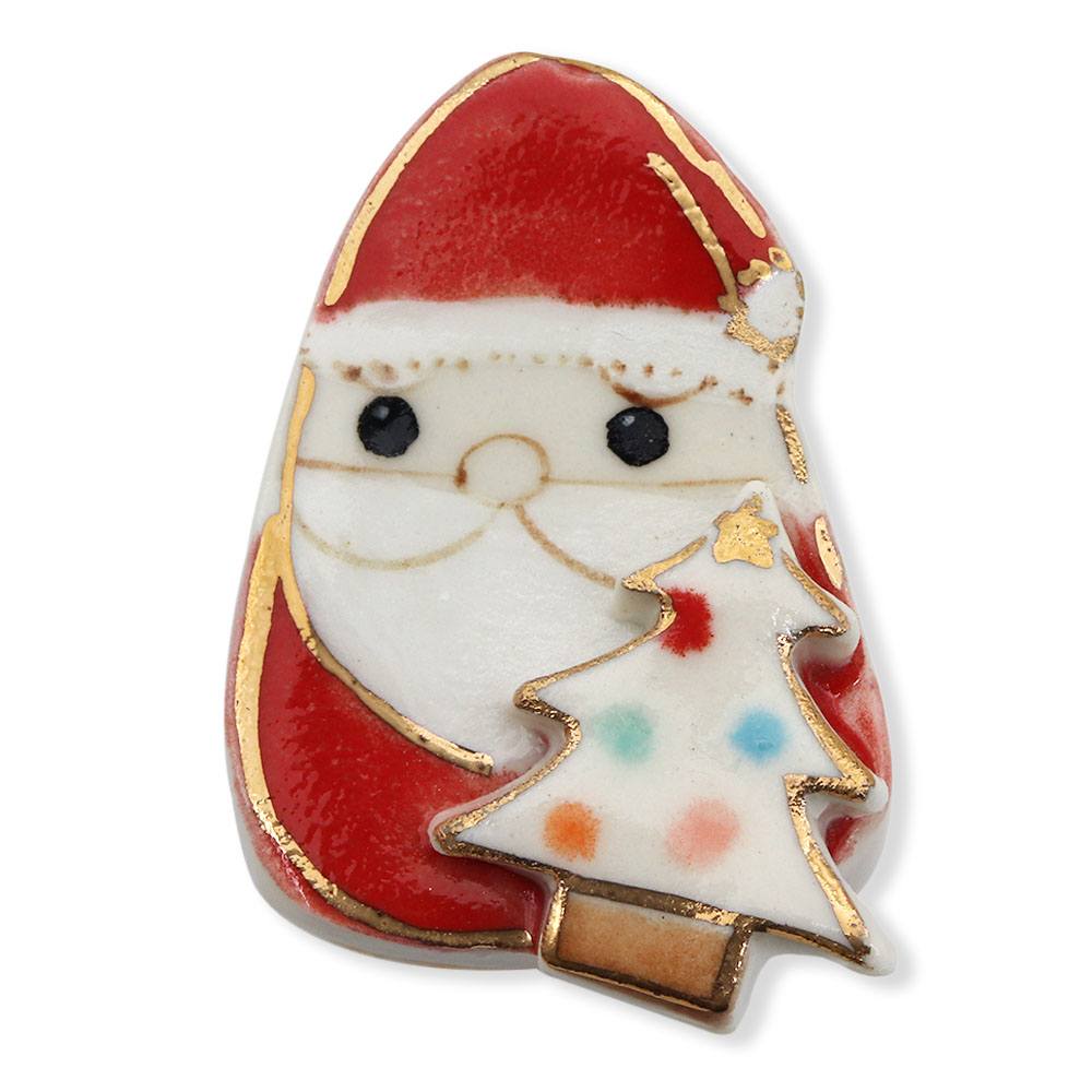 清水焼帯留（サンタさん）【馬籠静】