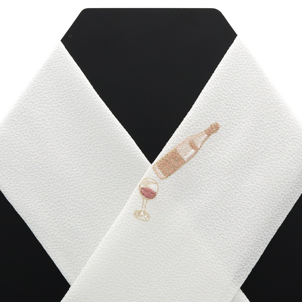 ワンポイント刺繍半衿（ワイン）【いち利モールオリジナル】