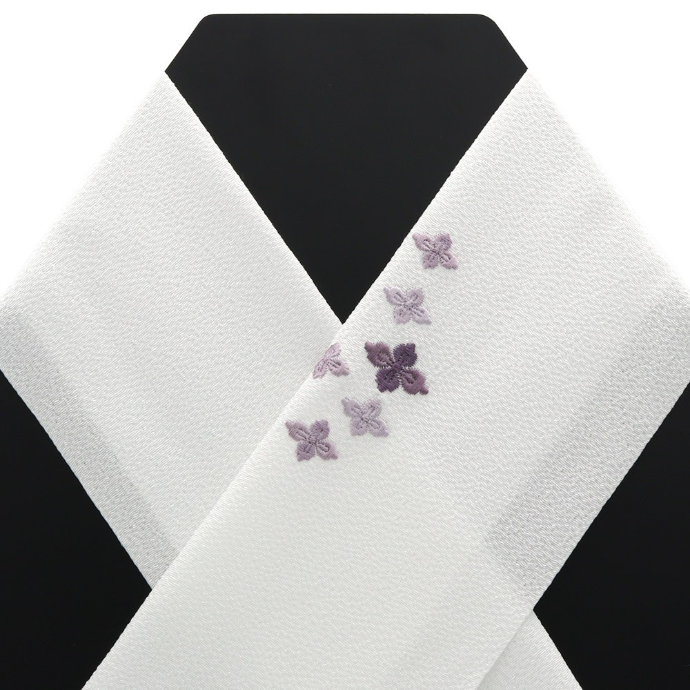 ワンポイント刺繍半衿（花菱）【いち利モールオリジナル】