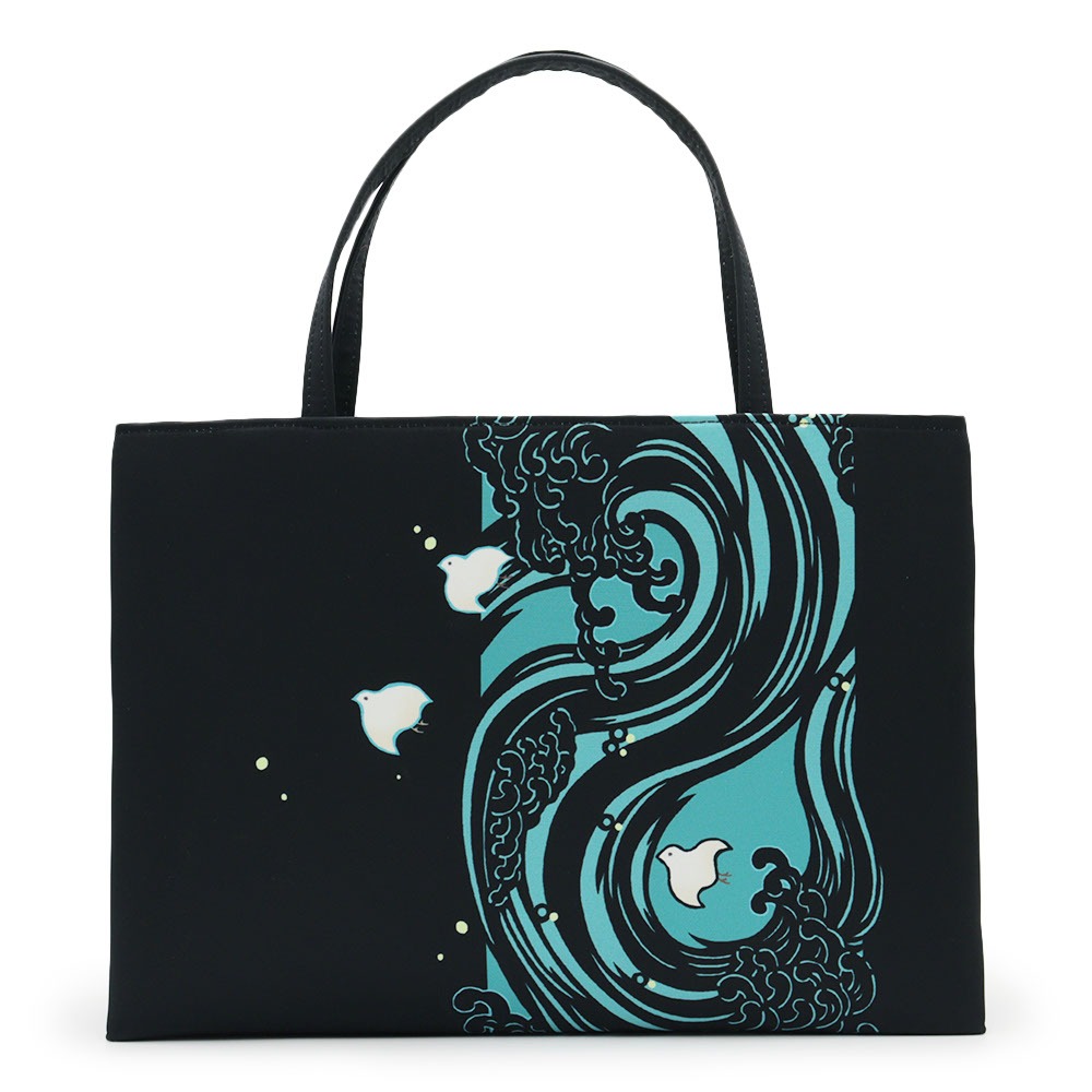 和装トートバッグ（波に千鳥）【召しませ花】