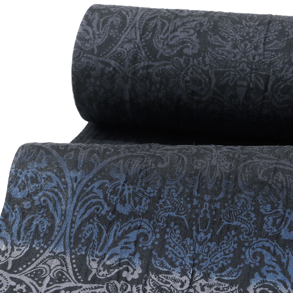 綿麻ちぢみ着尺（ダマスク/横段）【美術サロン】