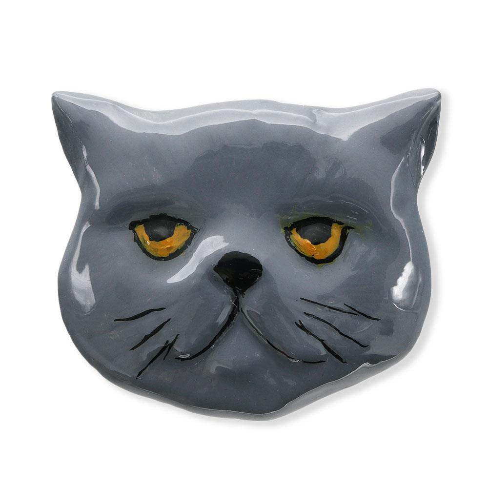 真鍮帯留（ネコの顔）