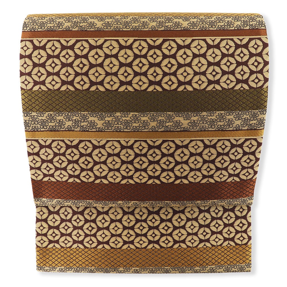 西陣袋帯（幾何文入り縞）『ゴールドシルク』【織楽浅野】