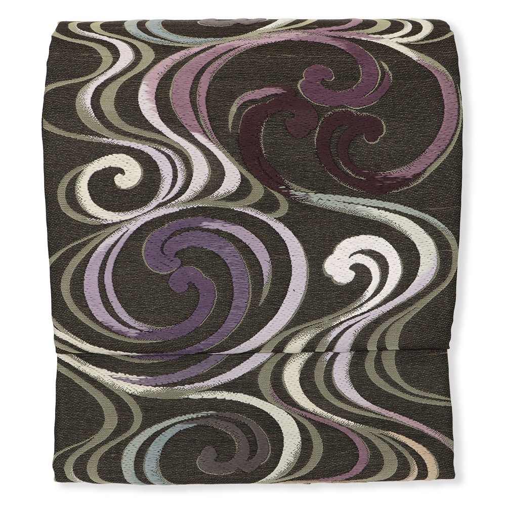 西陣袋帯（玉繭紬織/波濤文様）【鈴木】