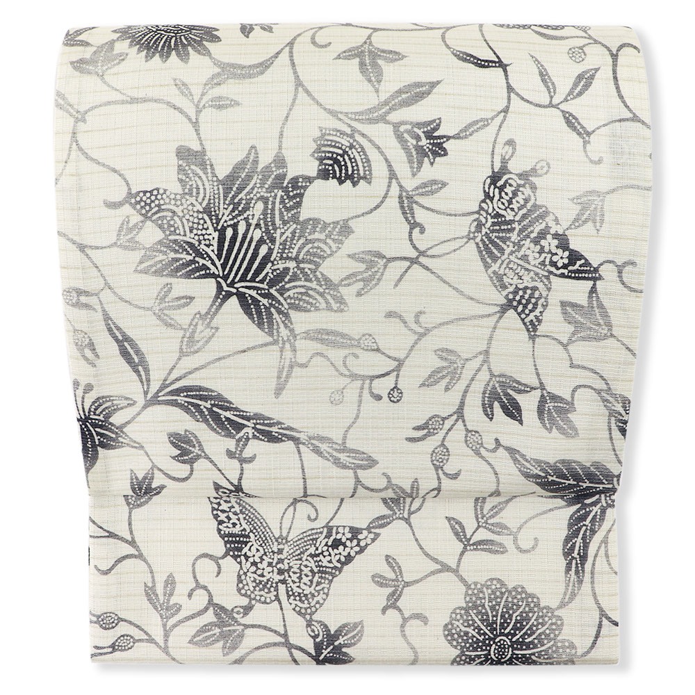 京紅型染め袋帯（花蝶文）