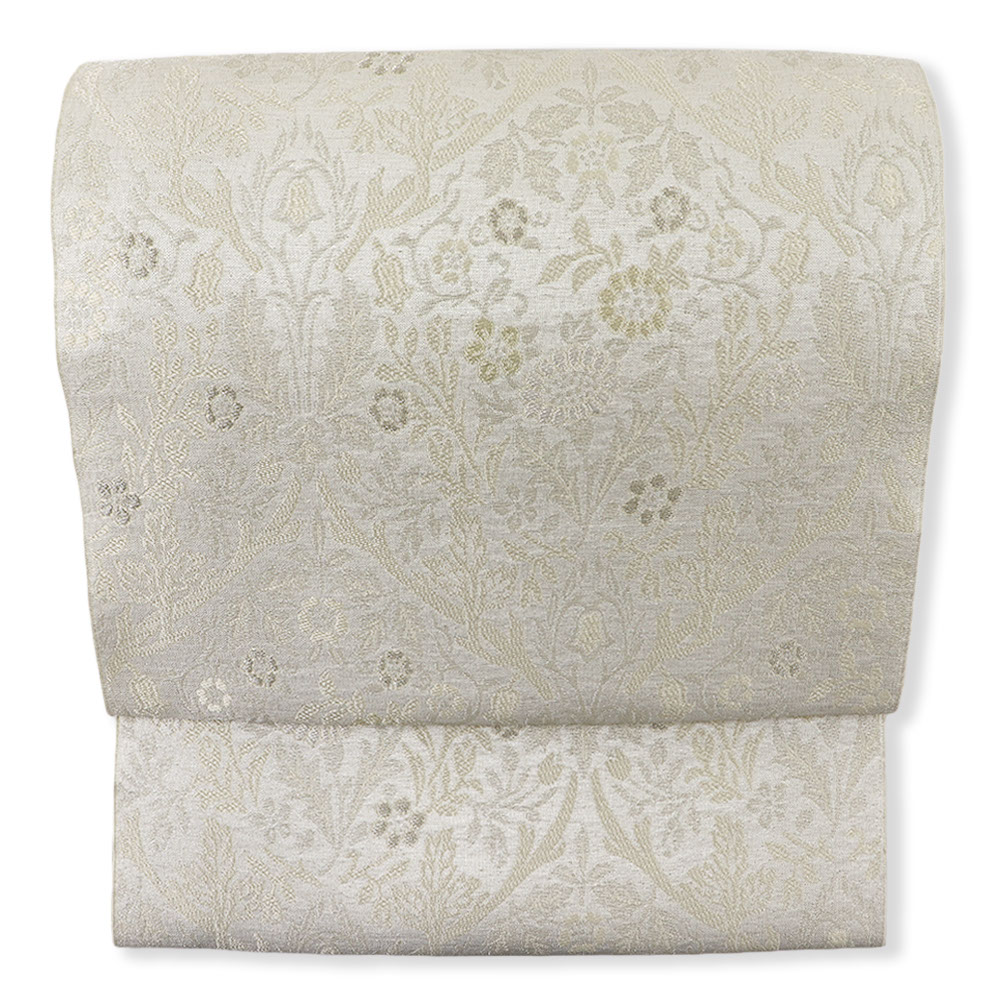 西陣九寸名古屋帯(花唐草)『粋華花裂取画譜』【小森織物】