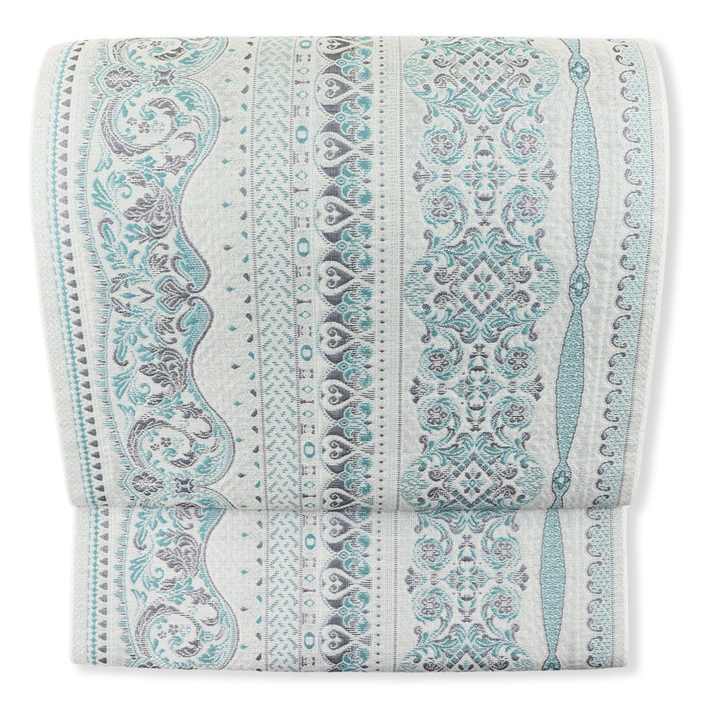 ふくれ織九寸名古屋帯(欧風唐草間道)