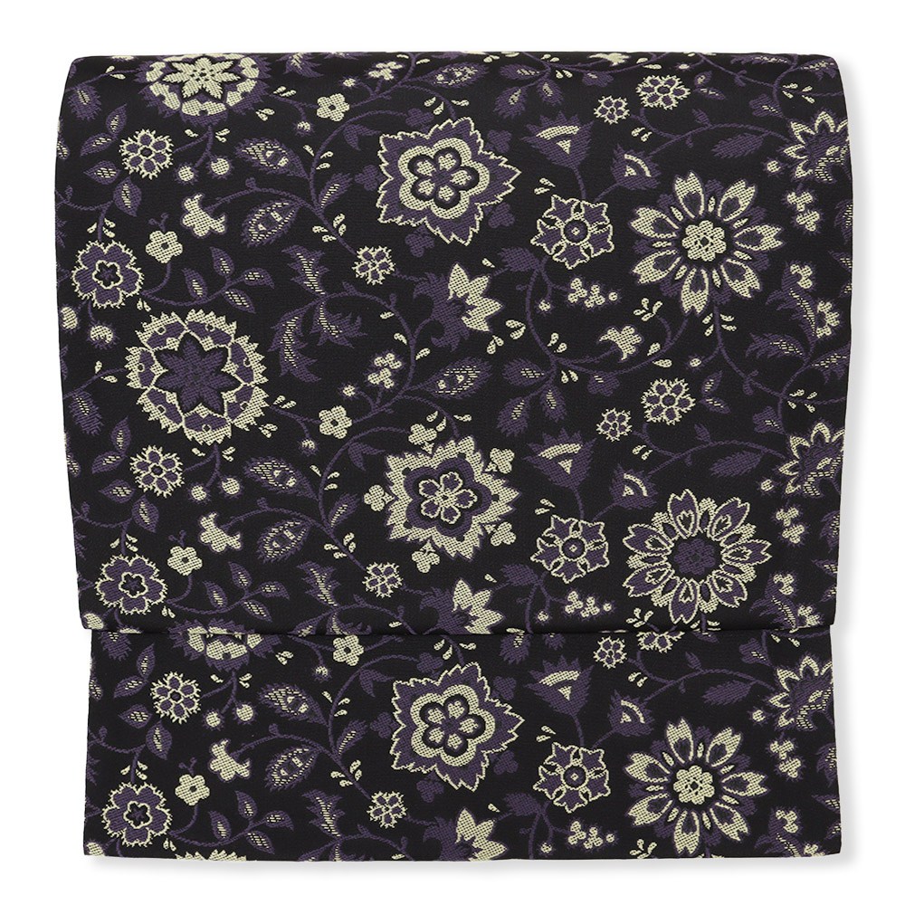 西陣御召地九寸名古屋帯(花唐草)