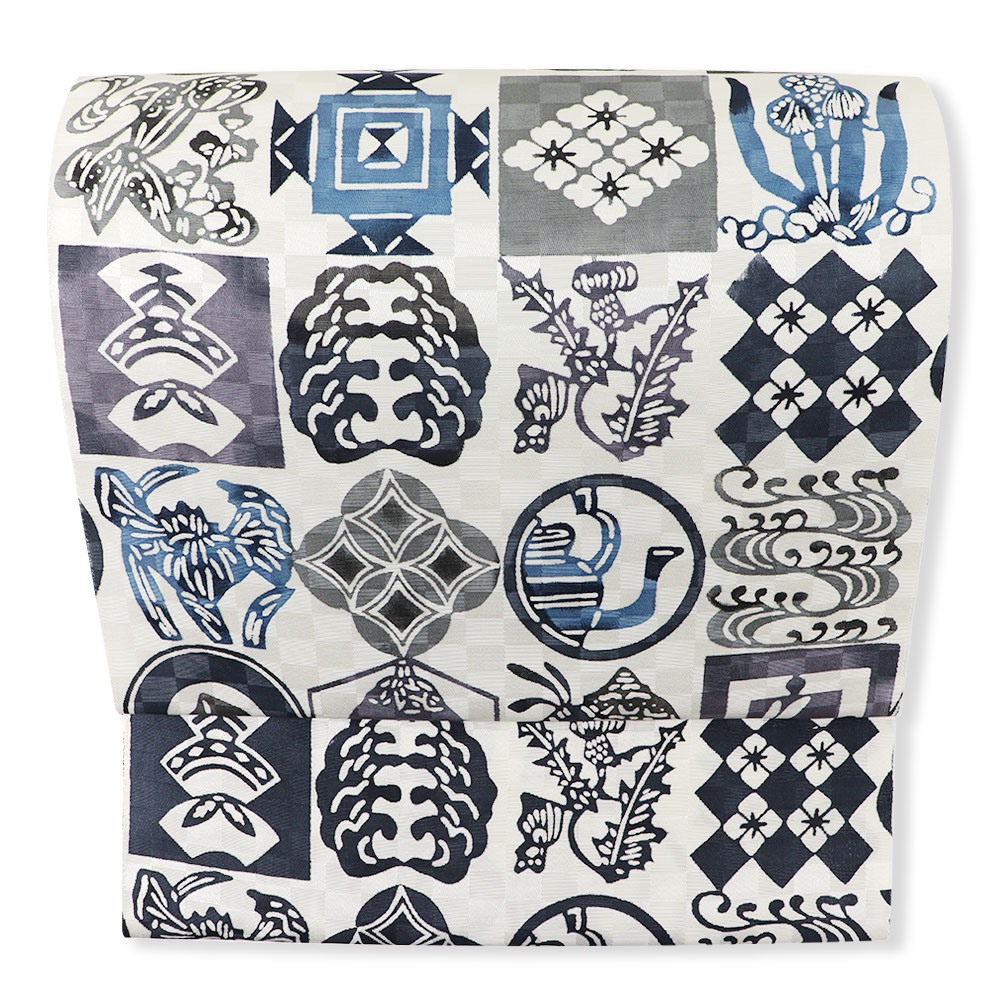 江戸紅型九寸名古屋帯（四季文）