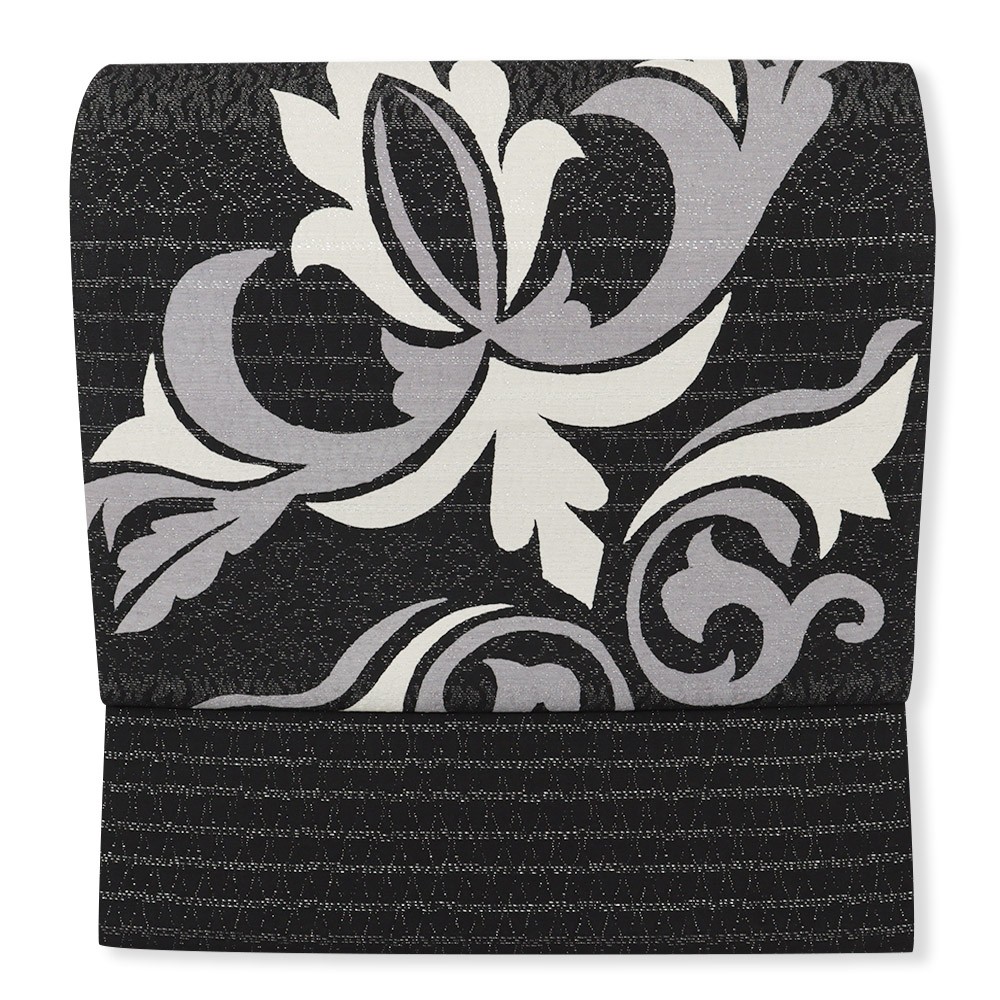 ふくれ織九寸名古屋帯(ロウケツ染/エンブレム)