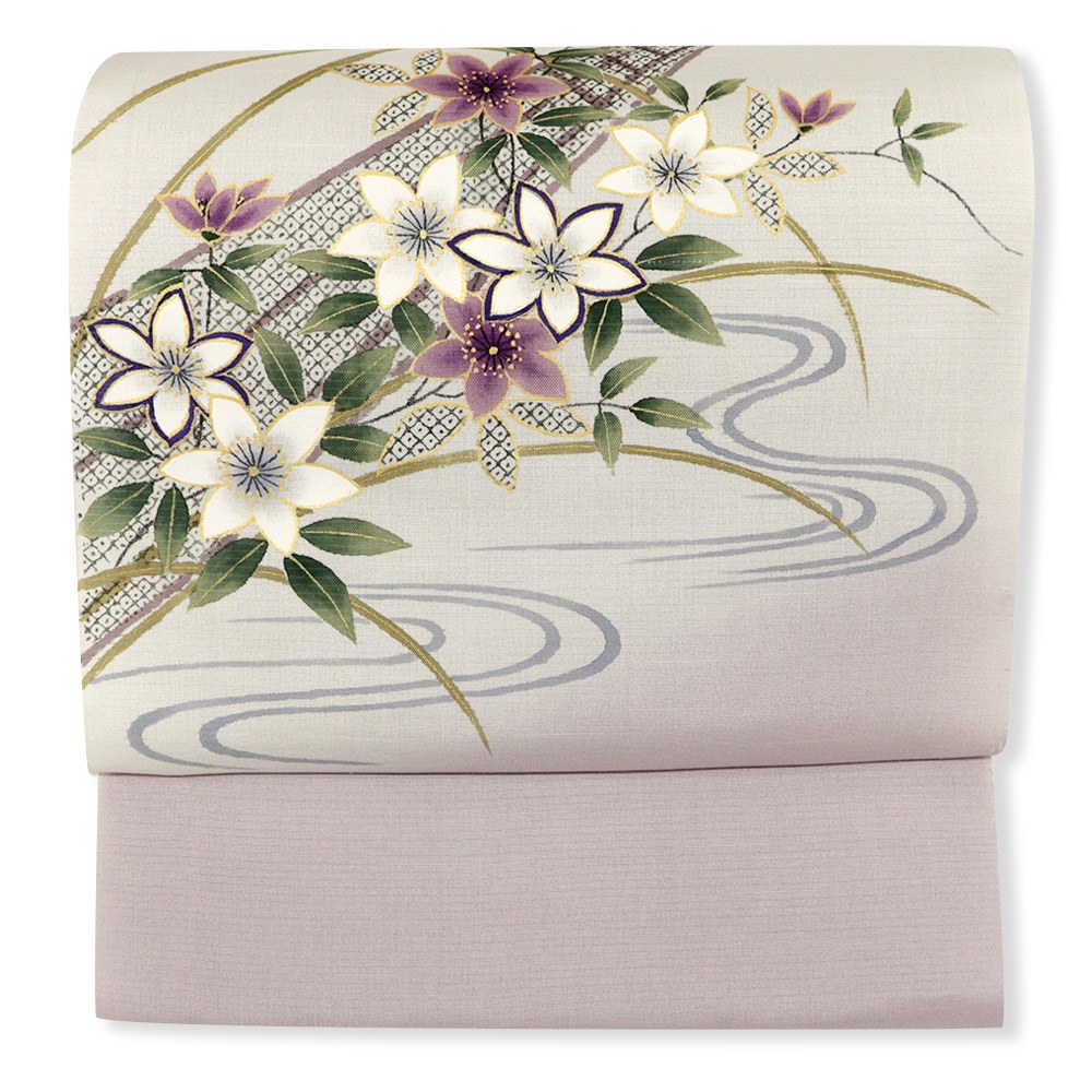 手描き染め夏九寸名古屋帯(花舟)