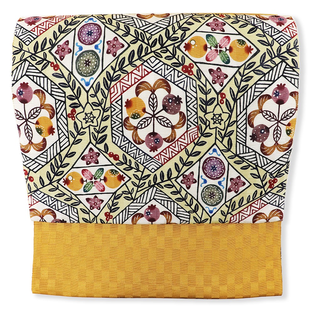 琉球紅型九寸名古屋帯（バンシルー亀甲）【城間栄市】