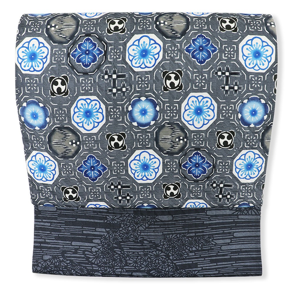 琉球紅型九寸名古屋帯（梅に絣）【城間栄順】