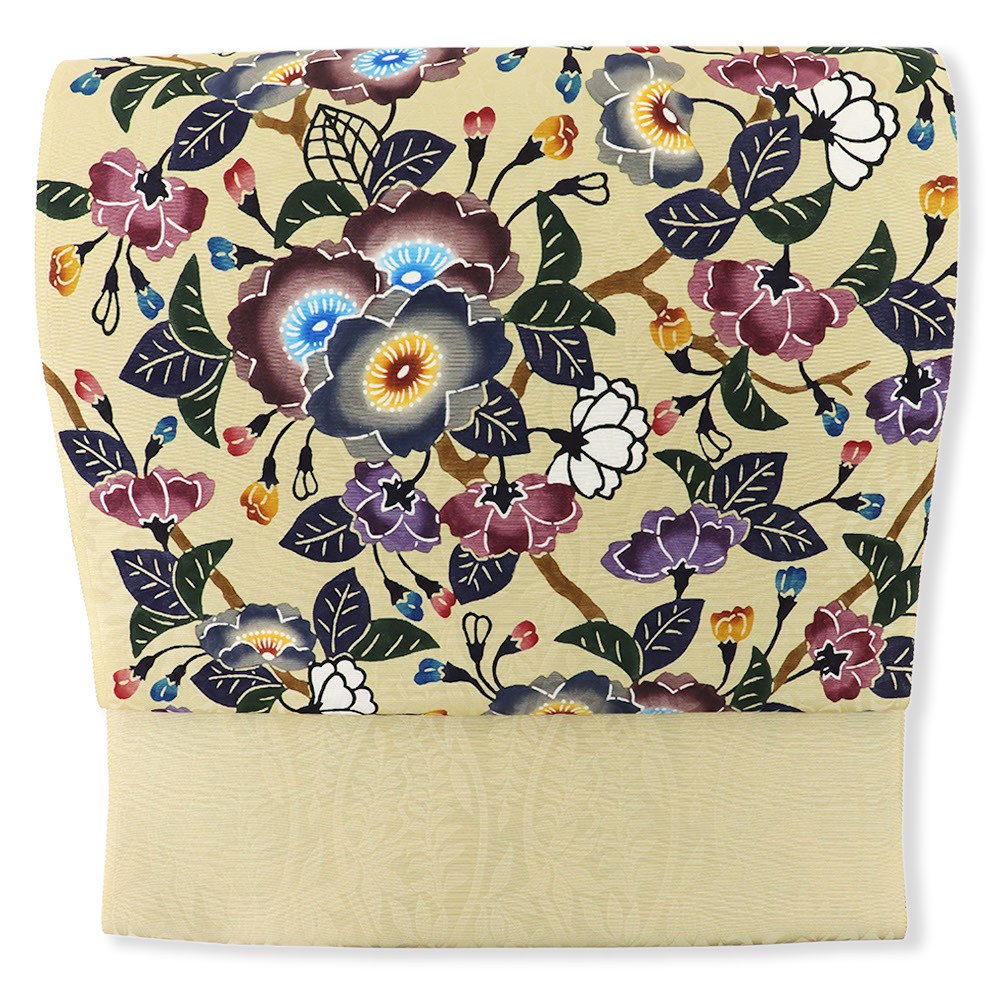 琉球紅型九寸名古屋帯（八重桜）【城間栄順】