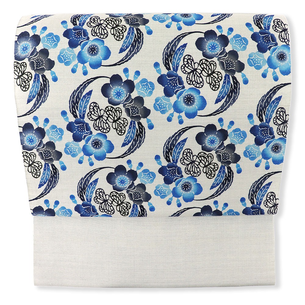 ゆうな染め琉球紅型九寸名古屋帯（イジュ丸紋）【城間栄順】