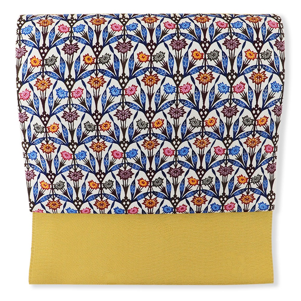 琉球紅型九寸名古屋帯（りんどう）【玉那覇有公】