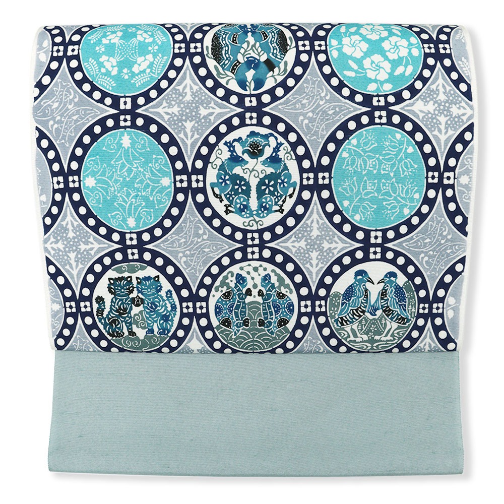 琉球紅型九寸名古屋帯【びんがた工房くんや】