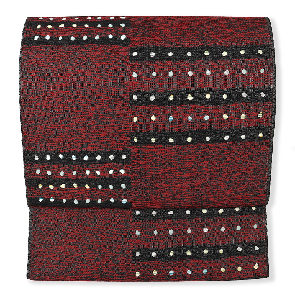 西陣九寸名古屋帯（市松取り横段丸紋）【酒井守】