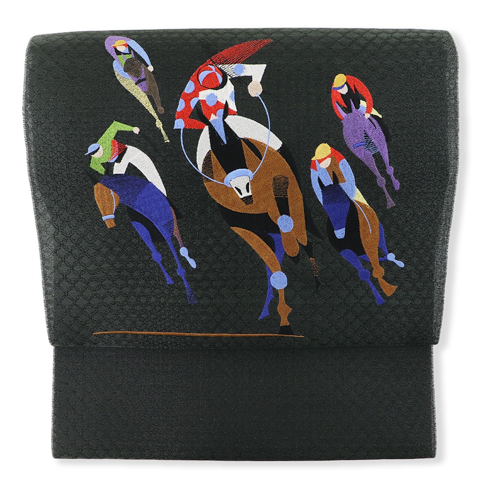 刺繍九寸名古屋帯（競馬）【大光織物】