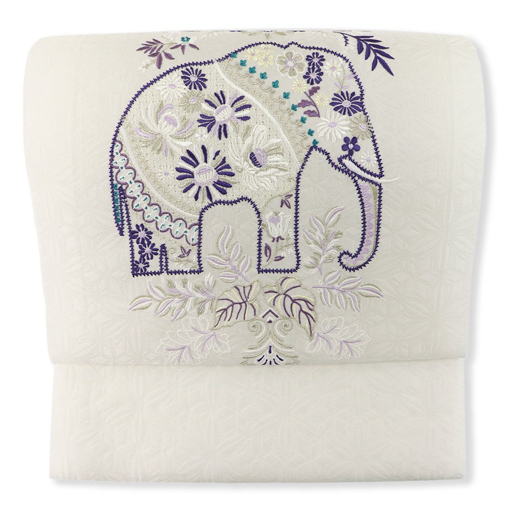 刺繍九寸名古屋帯（ゾウ）【大光織物】