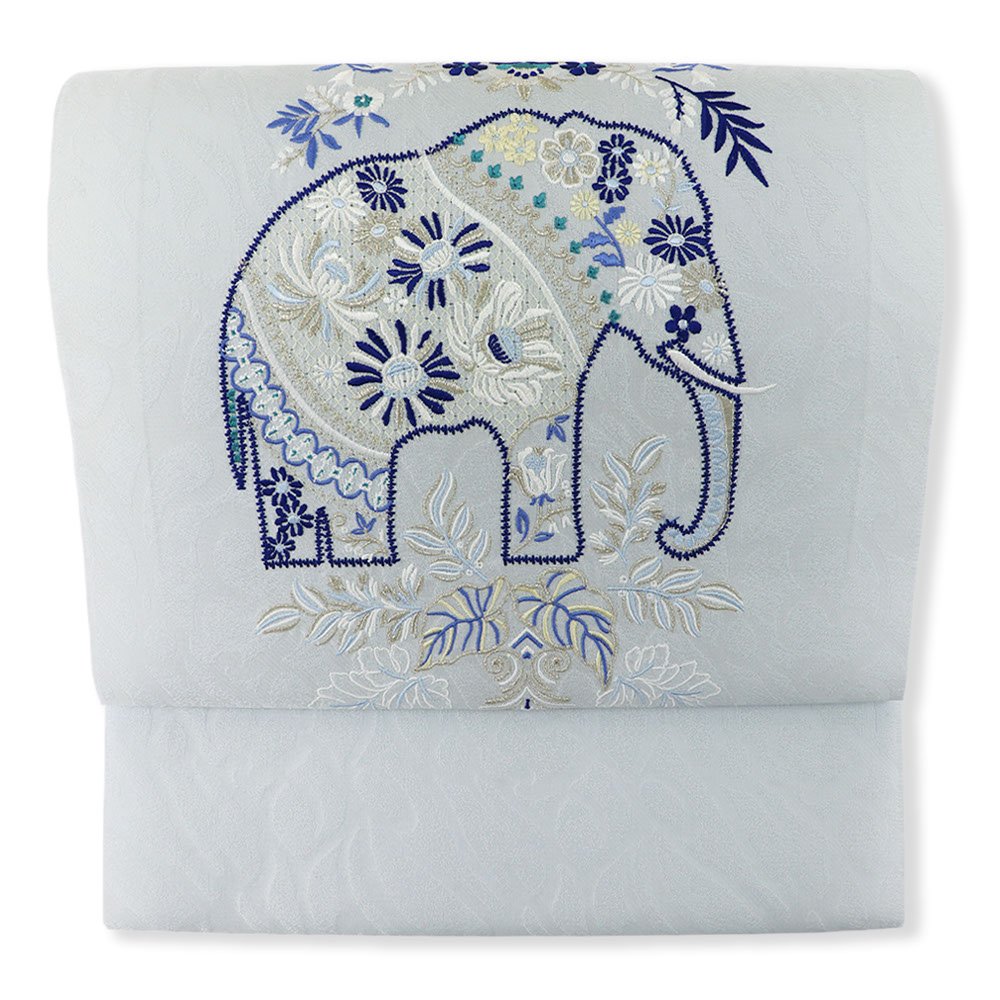 刺繍九寸名古屋帯（ゾウ）【大光織物】