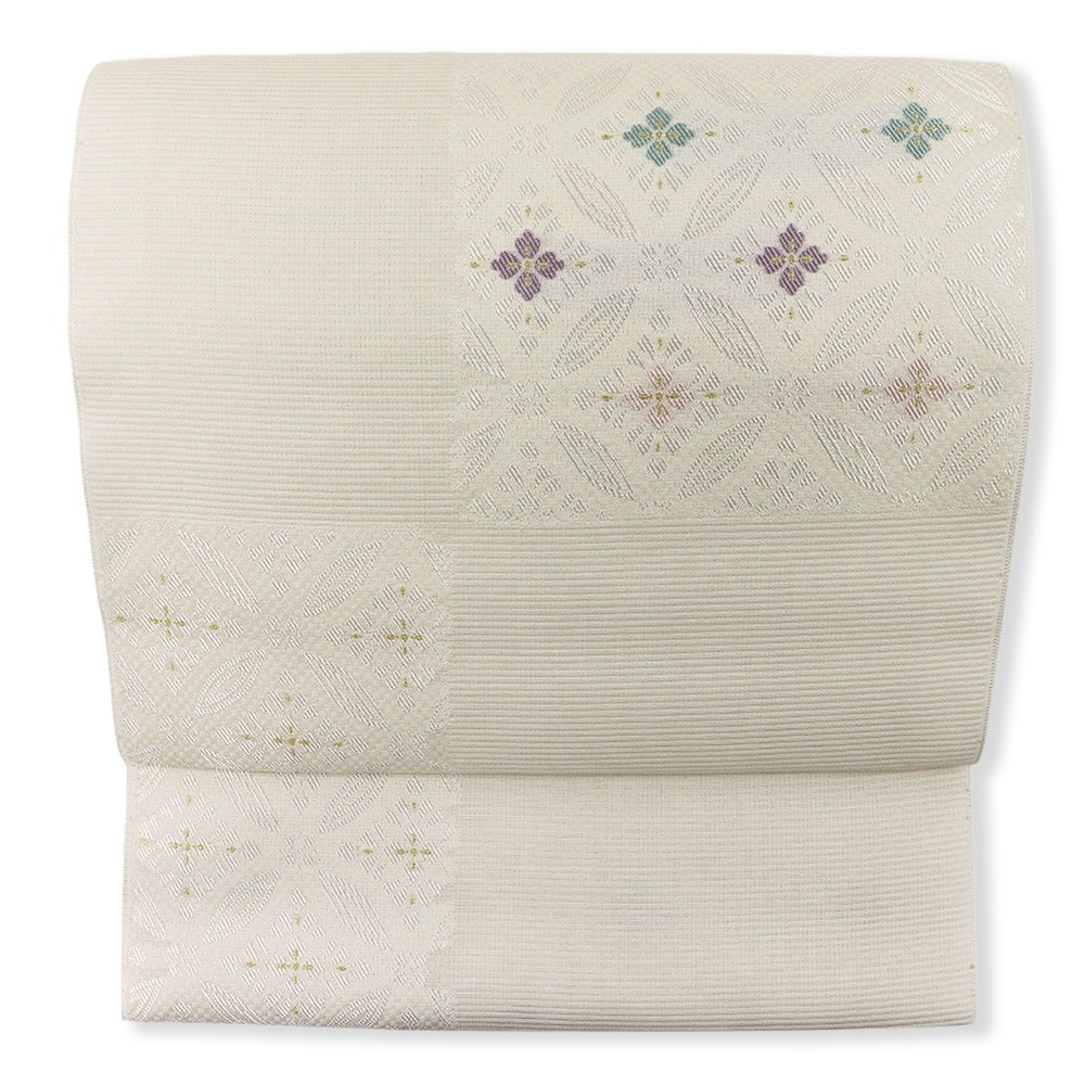 西陣夏九寸名古屋帯（市松取花七宝）