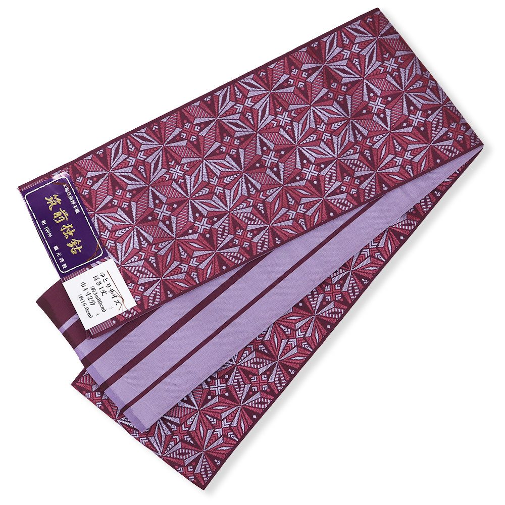 博多小袋帯（切子）：赤紫『筑前独鈷』【原田織物】
