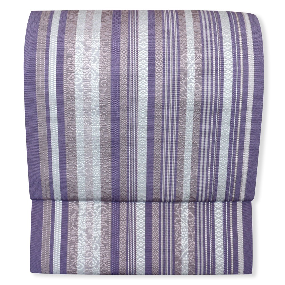 博多八寸名古屋帯（更紗間道）：紫『博多絢爛』【井上絹織】
