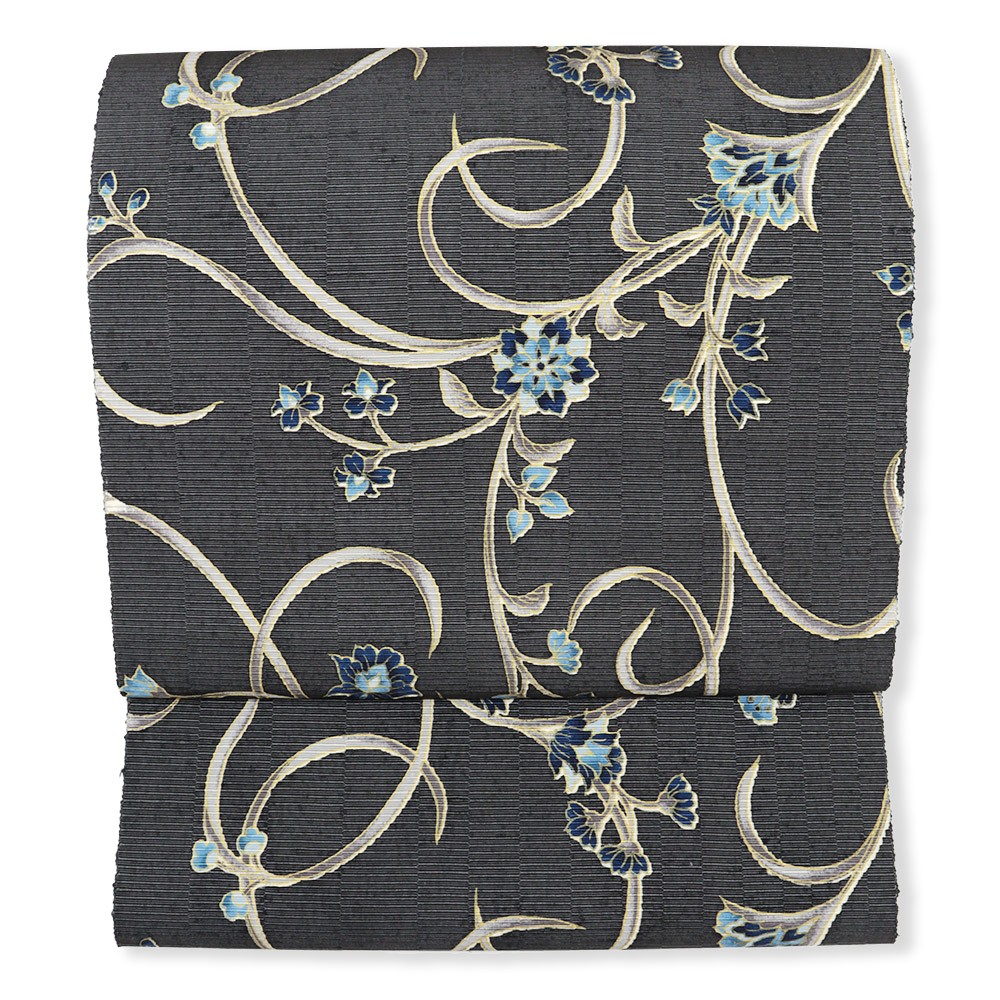 牛首八寸名古屋帯(花唐草)【白山工房×岡重】