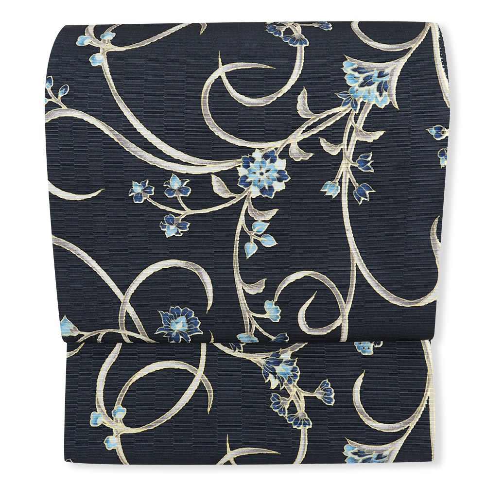 牛首八寸名古屋帯(花唐草)【白山工房×岡重】