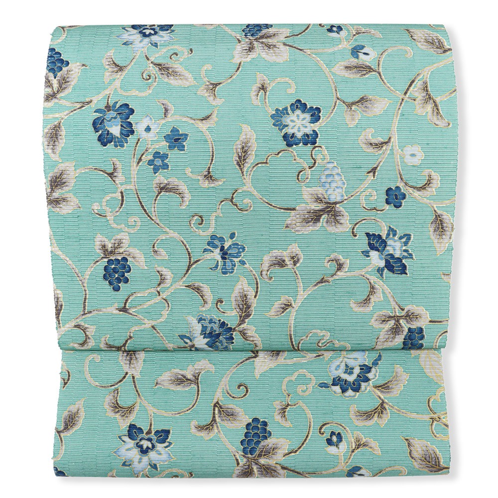 牛首八寸名古屋帯（葡萄更紗）【白山工房×岡重】