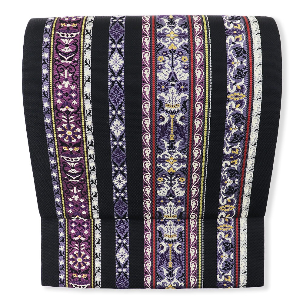 博多ななこ織八寸名古屋帯(華紋間道)【大倉織物】