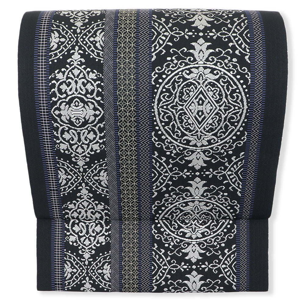 博多八寸名古屋帯（更紗間道）『博多絢爛』【井上絹織】