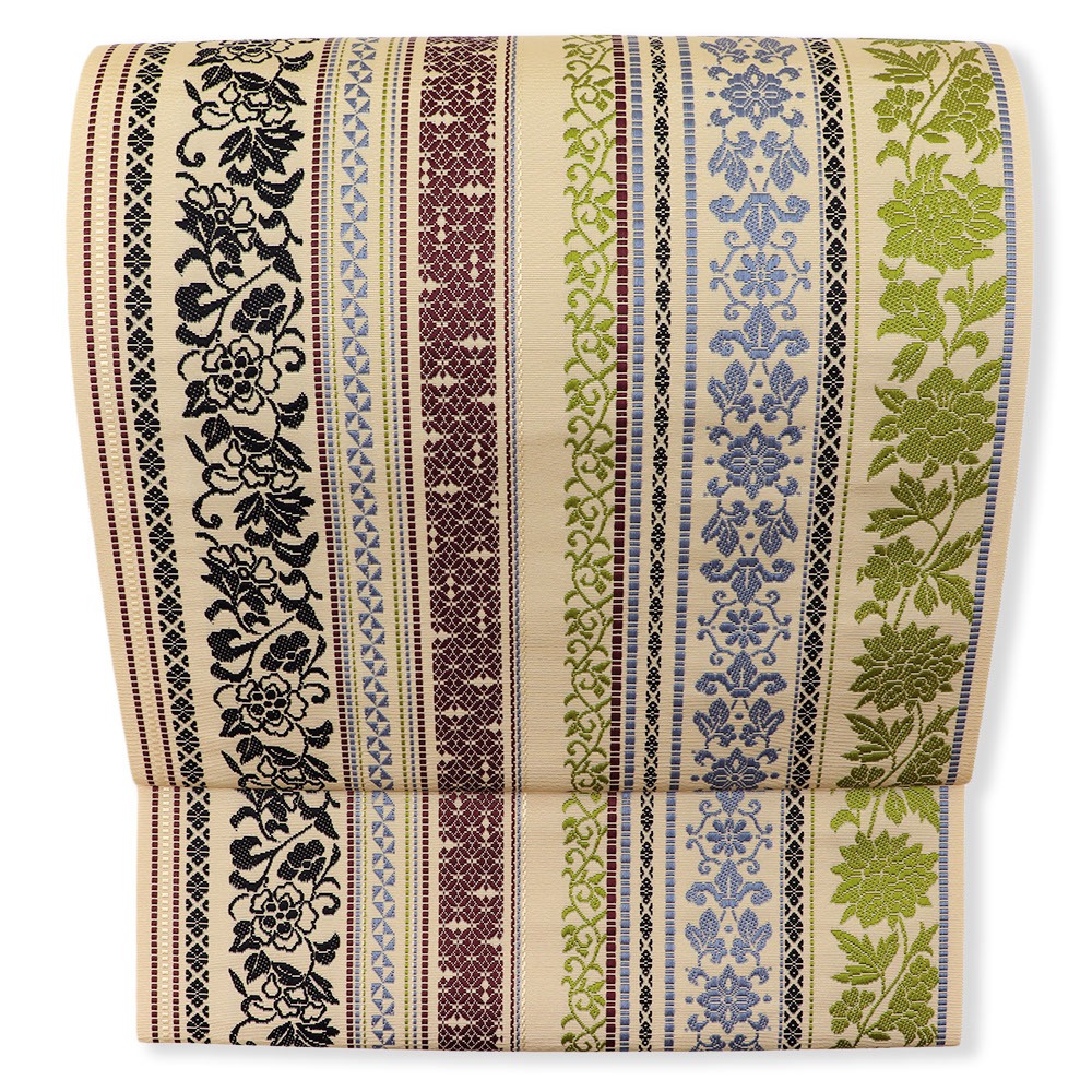 博多八寸名古屋帯（更紗間道）『博多絢爛』【井上絹織】