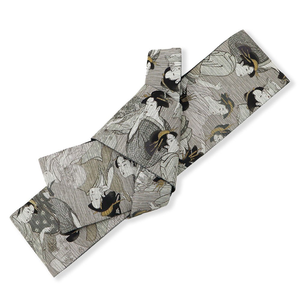 仕立て上がり角帯（美人画/唐草格子）【召しませ花】